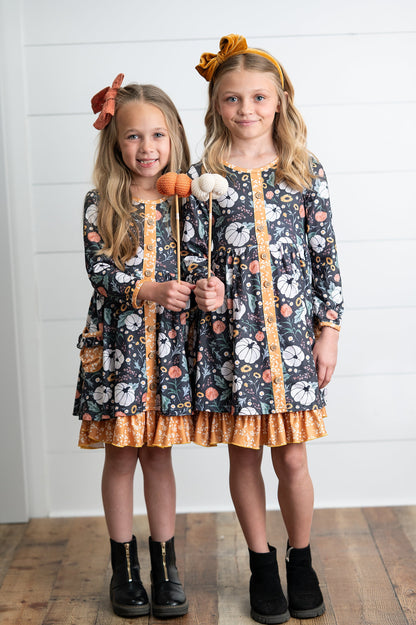 Fall Mustard Pocket Tie Dress