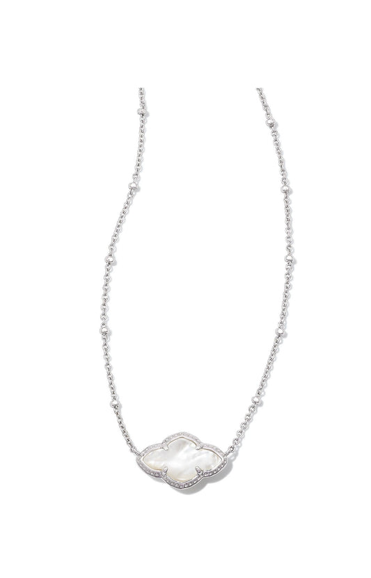 Abbie Pendant Necklace - Rhodium Ivory Mop