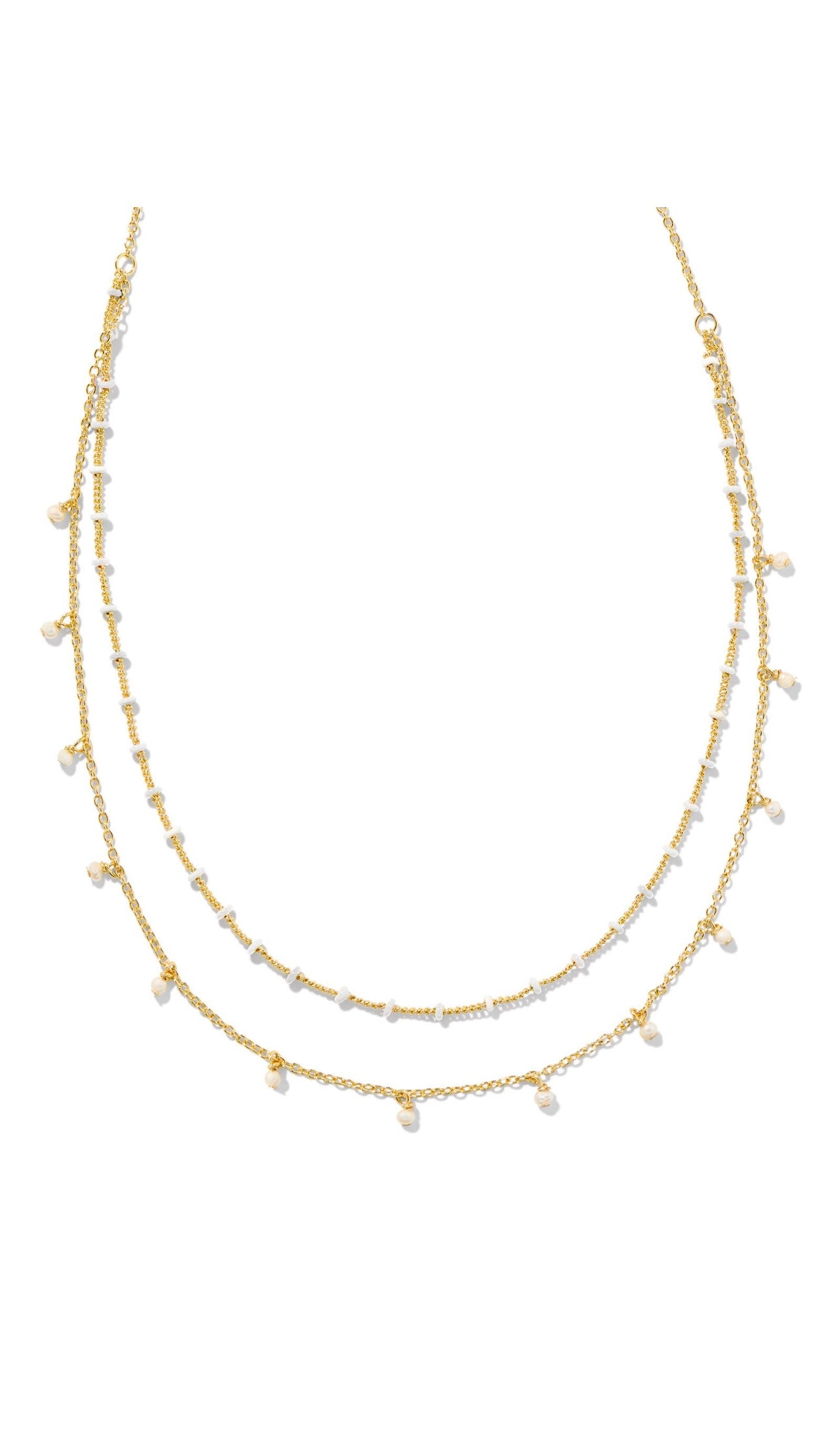 Eve Multiple Strand Necklace - Gold White Mix