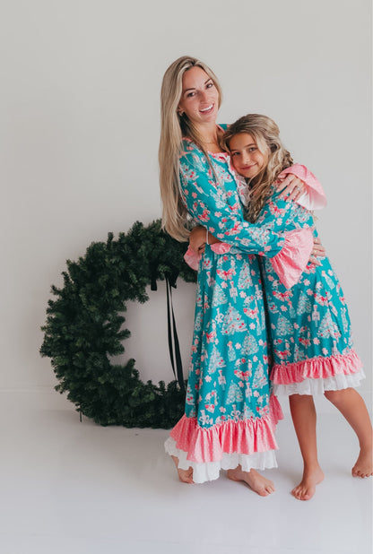 Pink Teal Nutcracker Lounge Gown