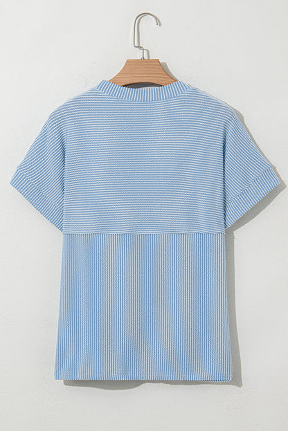 Madison Plain Corded Knit Mock Neck Top