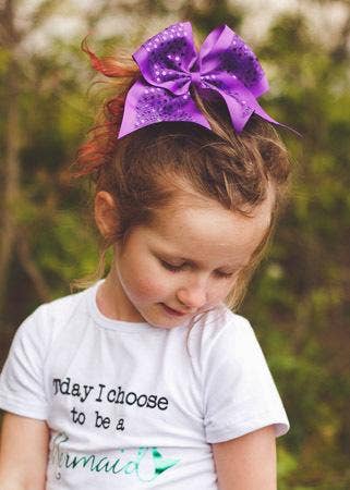 Sequin Cheer Hair Bows: Purple