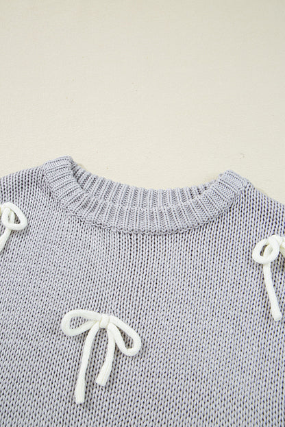 Sara Bowknot Applique Cap Sleeve Sweater