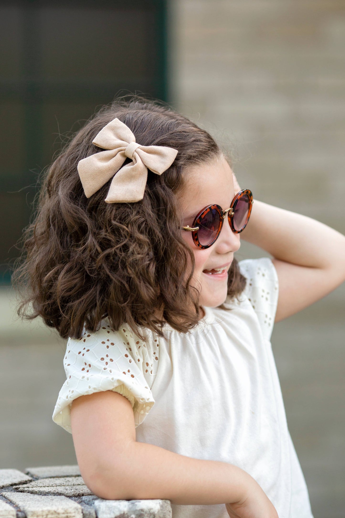 Linen Fabric Hair Bows