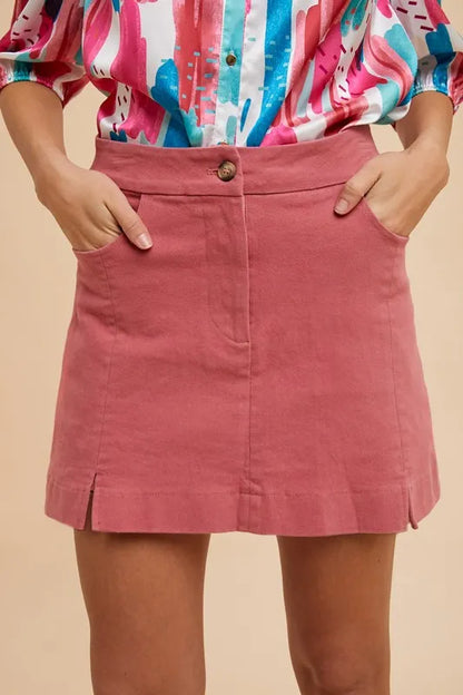 Annie Wear Comfort Stretch Cotton Slit Detailed Mini Skirt