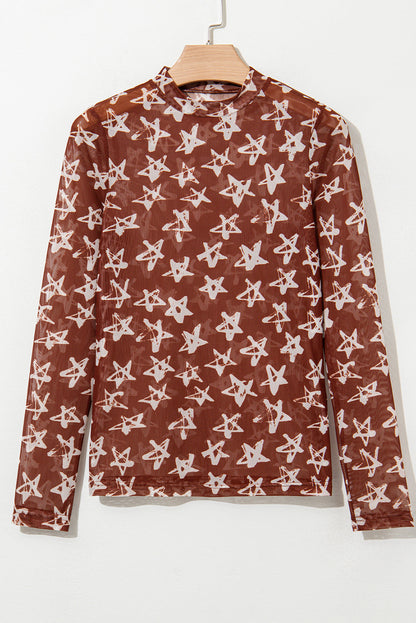 Alexandra Mesh Star Sheath Long Sleeve Top