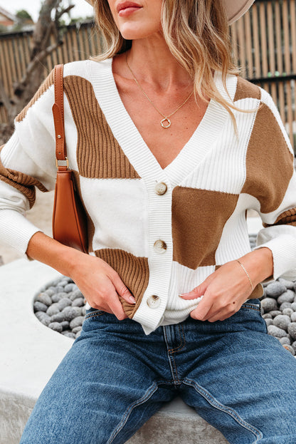 Julia Checkered Button Sweater Cardigan