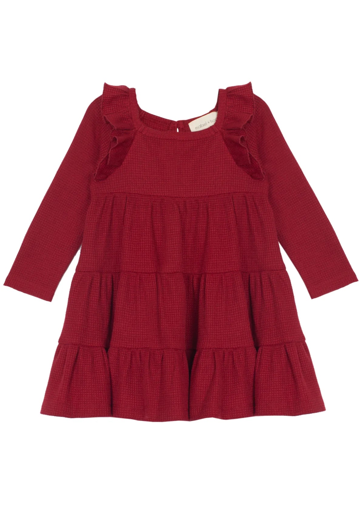 Girls Berry Waffle Knit Dress