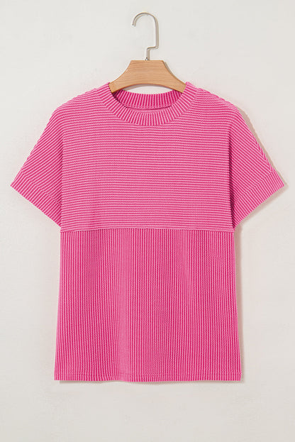 Madison Plain Corded Knit Mock Neck Top