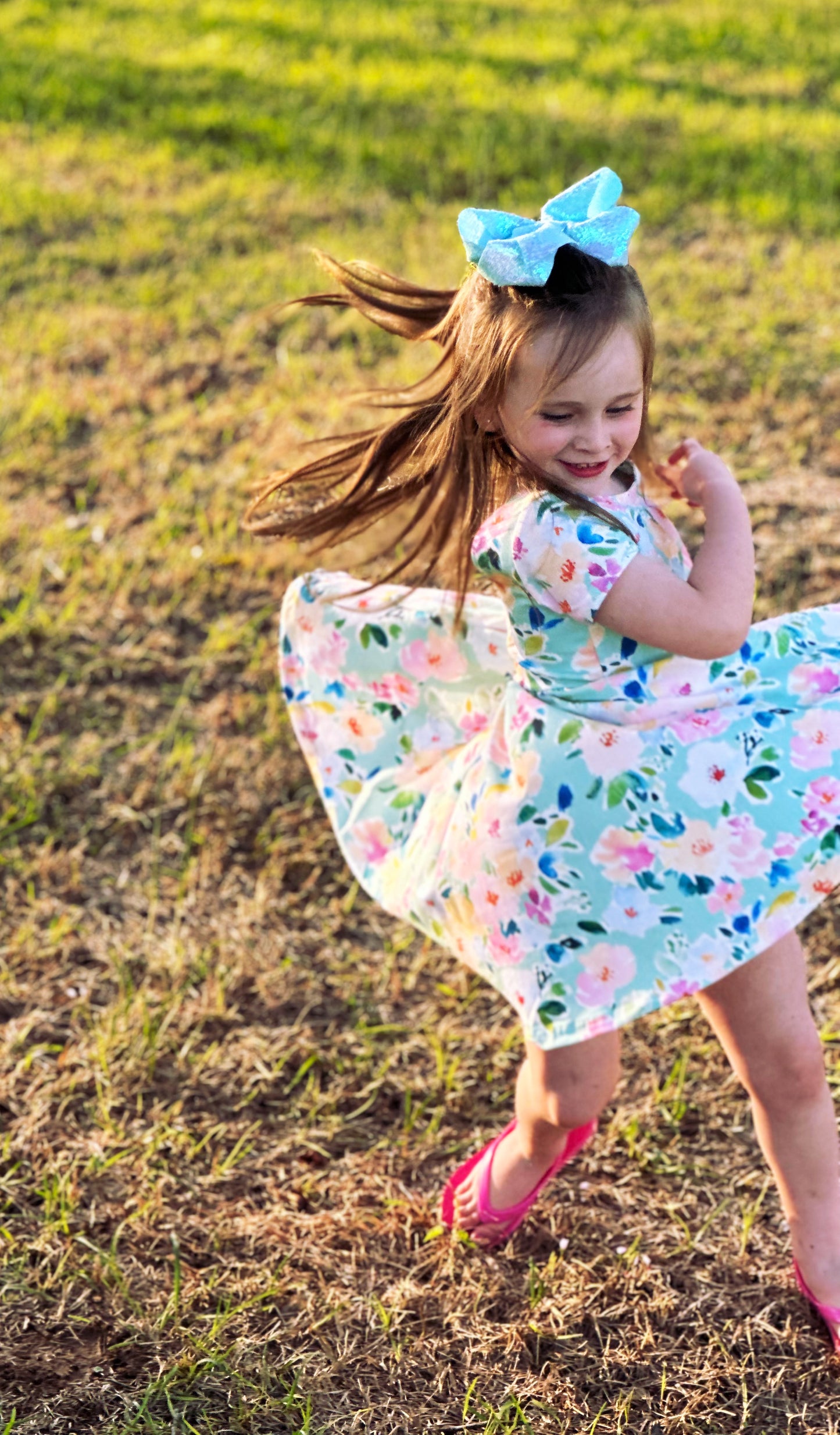 Classic Twirl in Watercolor Floral Dress