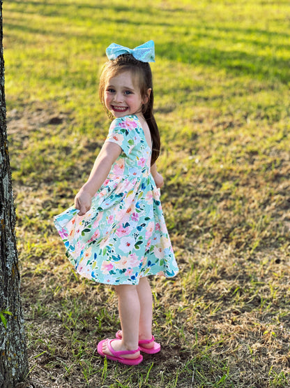 Classic Twirl in Watercolor Floral Dress