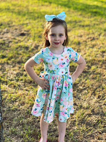 Classic Twirl in Watercolor Floral Dress