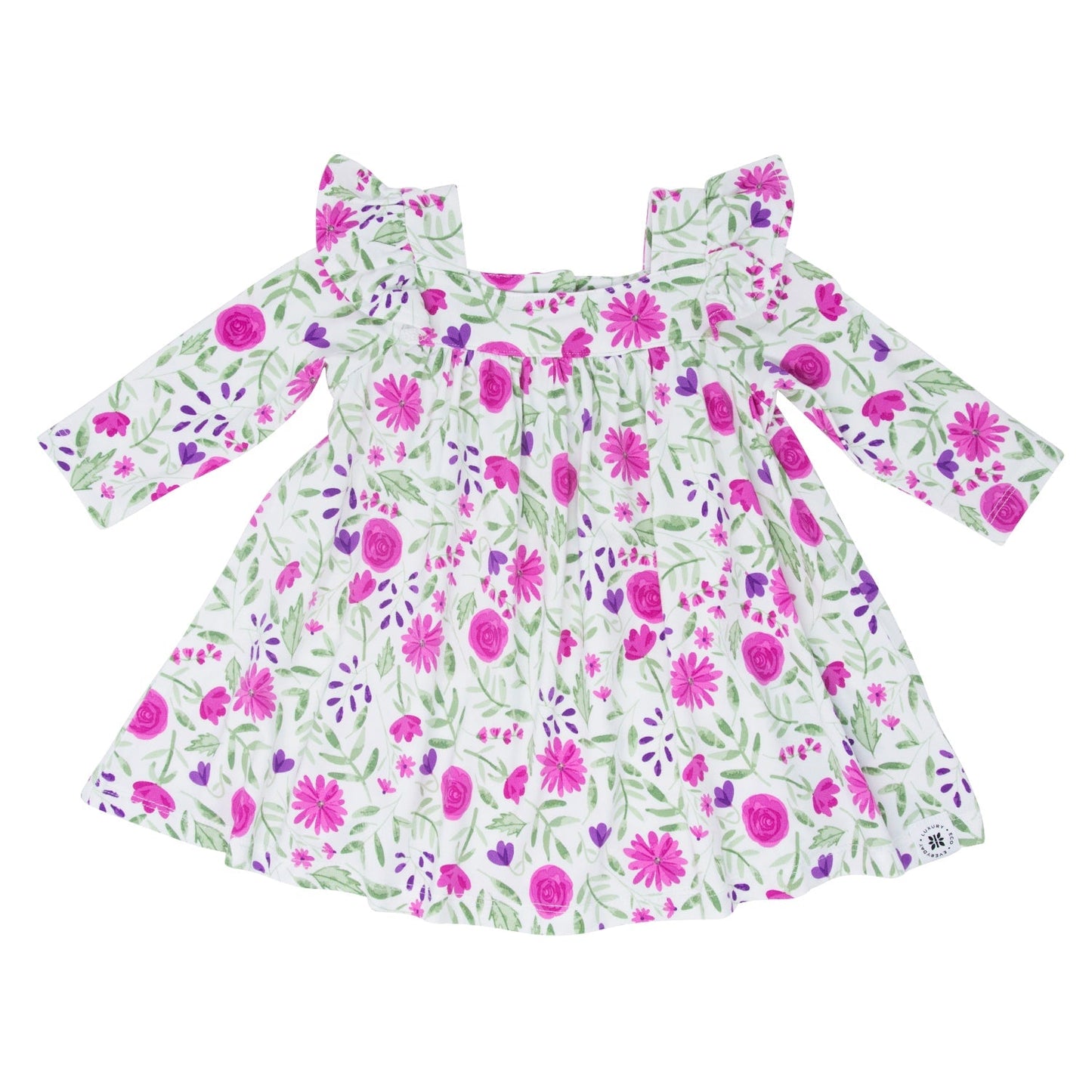 Sweet Purple Flowers Ruffle Dress w/Bloomer