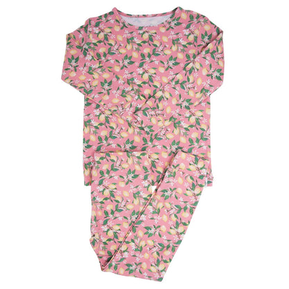 Pink Lemon Floral Print Big Kid Pajama Set
