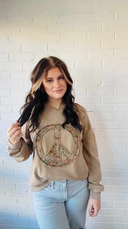 LS Mineral Washed Peace Sweater