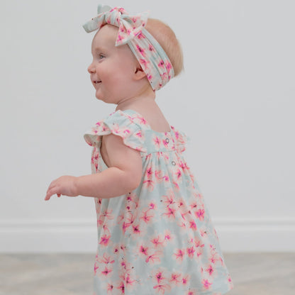 Pretty Pink Floral Ruffle Dress with Bloomer