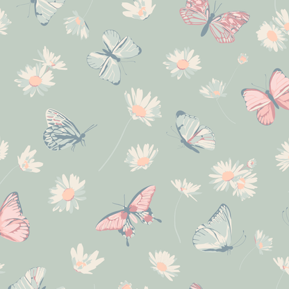 Mint Butterfly Daisy Bamboo Ruffle Baby Footie