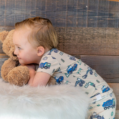 Trucks Diggers Construction  Summer Pajama Set