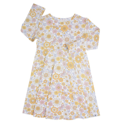 Retro Vintage Flowers Swirly Girl Dress