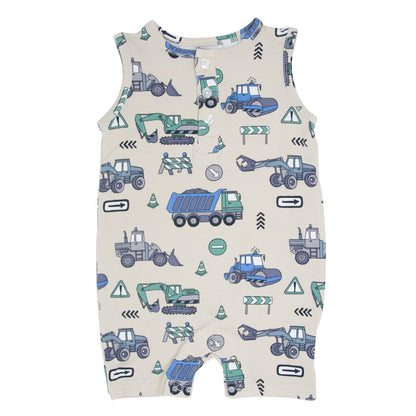 Trucks Diggers Construction Tank Romper
