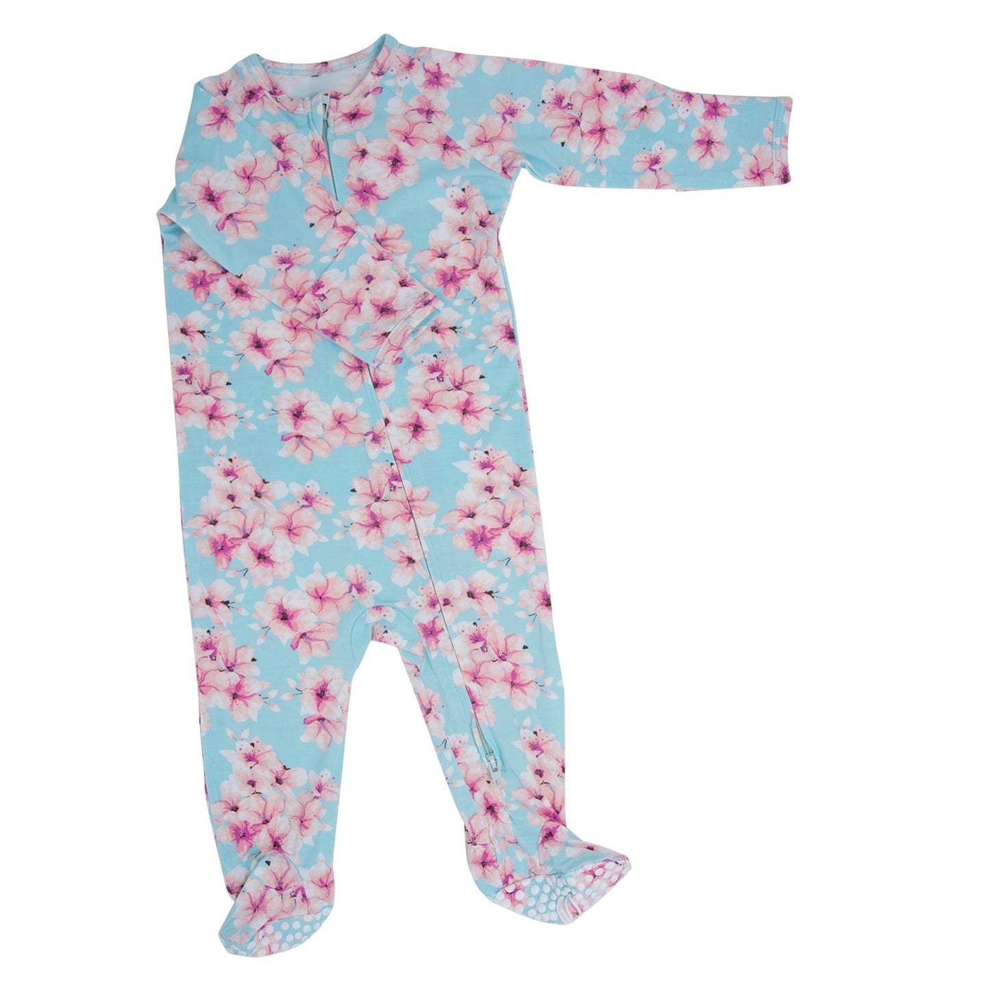 Pretty Pink Floral Zipper Footie