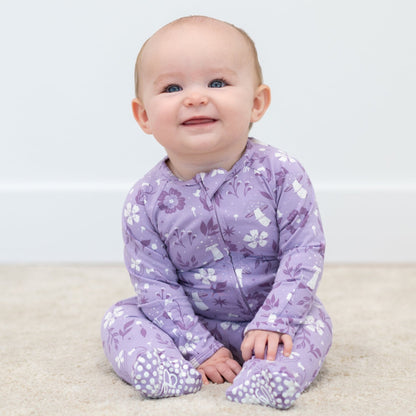 Mushroom Floral Zipper Footie
