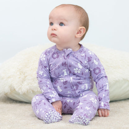 Mushroom Floral Zipper Footie