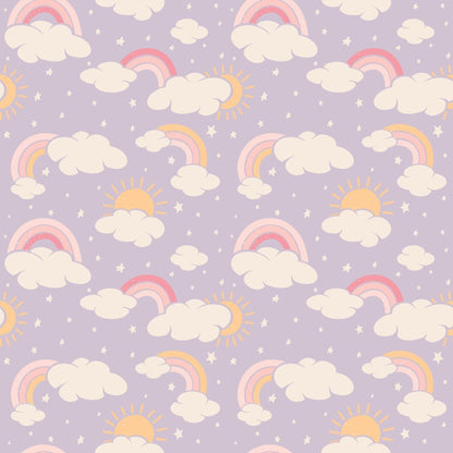 Lavender Rainbows and Clouds Zipper Footie