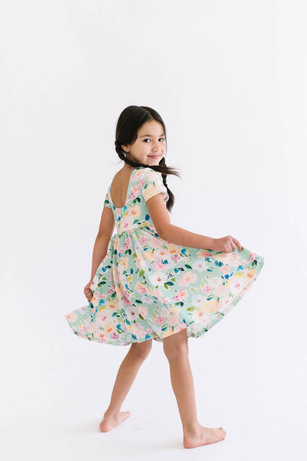 Classic Twirl in Watercolor Floral Dress