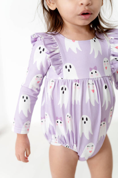 Leah Romper in Purple Girly Ghost | Baby Bubble