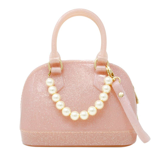 Jelly Bowling Crossbody Handbag with Pearls