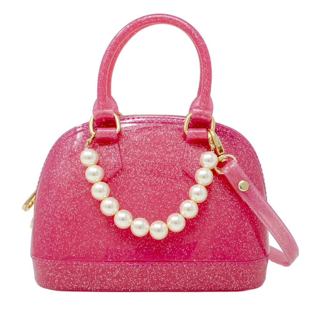 Jelly Bowling Crossbody Handbag with Pearls