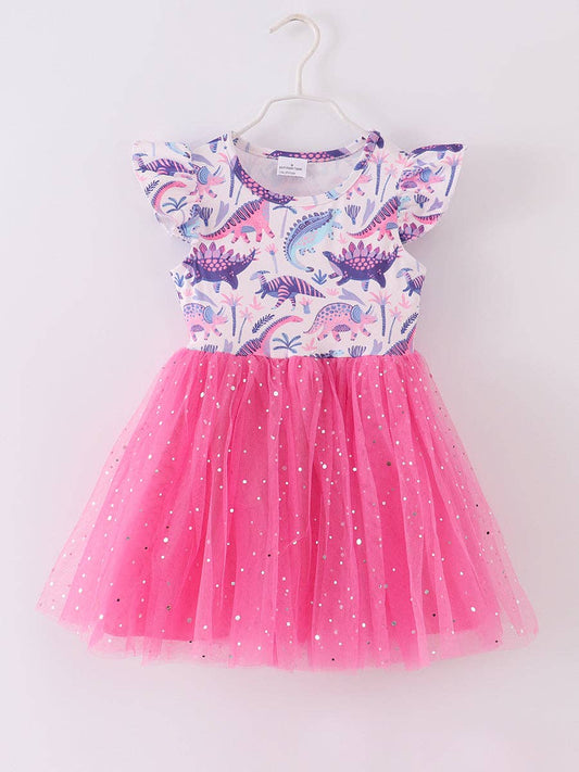 Pink Dinosaur Girl Tutu Dress